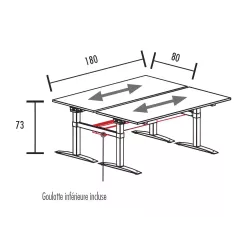 Bench vis-à-vis de 2 postes hauteur fixe goulotte incluse So Estella