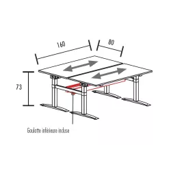 Bench vis-à-vis de 2 postes hauteur fixe goulotte incluse So Estella