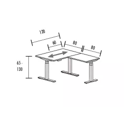 Bureau individuel avec retour réglable en hauteur à 3 moteurs So Baza