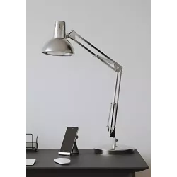 Lampe architecte fluorescente chromée avec pince et socle - ampoule fournie
