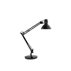 Lampe architecte LED avec pince et socle - coloris noir