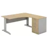 Bureau d'angle compact piètement métal avec caisson hauteur bureau So Aitana