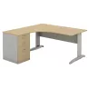 Bureau d'angle compact piètement métal avec caisson hauteur bureau So Aitana