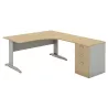 Bureau d'angle compact piètement métal avec caisson hauteur bureau So Aitana