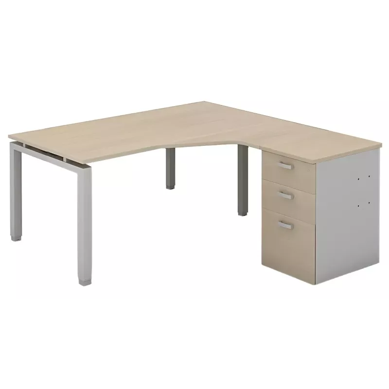 Bureau d'angle compact avec caisson hauteur bureau So Ibiza