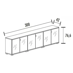 Armoire 6 portes verre 3 étagères (L : 300 cm x P : 42 cm x H : 76,60 cm) So Laroya