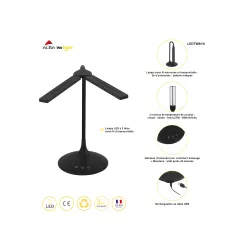 Lampe de bureau transportable noire