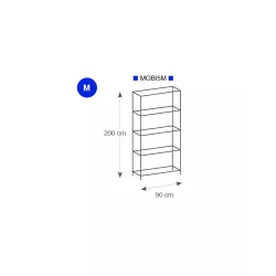 Étagère métal chromé 5 tablettes 90 cm