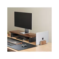 Support d'ordinateur/tablette en bois et aluminium noir