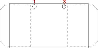 Pictogramme représentant le plateau du bureau et les positions de perçage